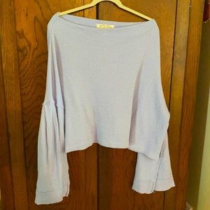 Free People blue waffle knit top